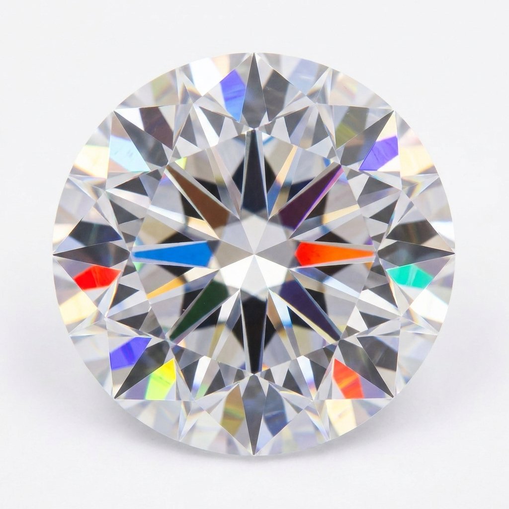 Close-up of cubic zirconia stone showing rainbow fire