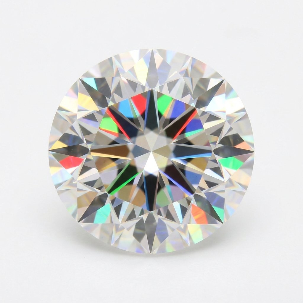 Close-up of moissanite stone showing intense fire and double refraction