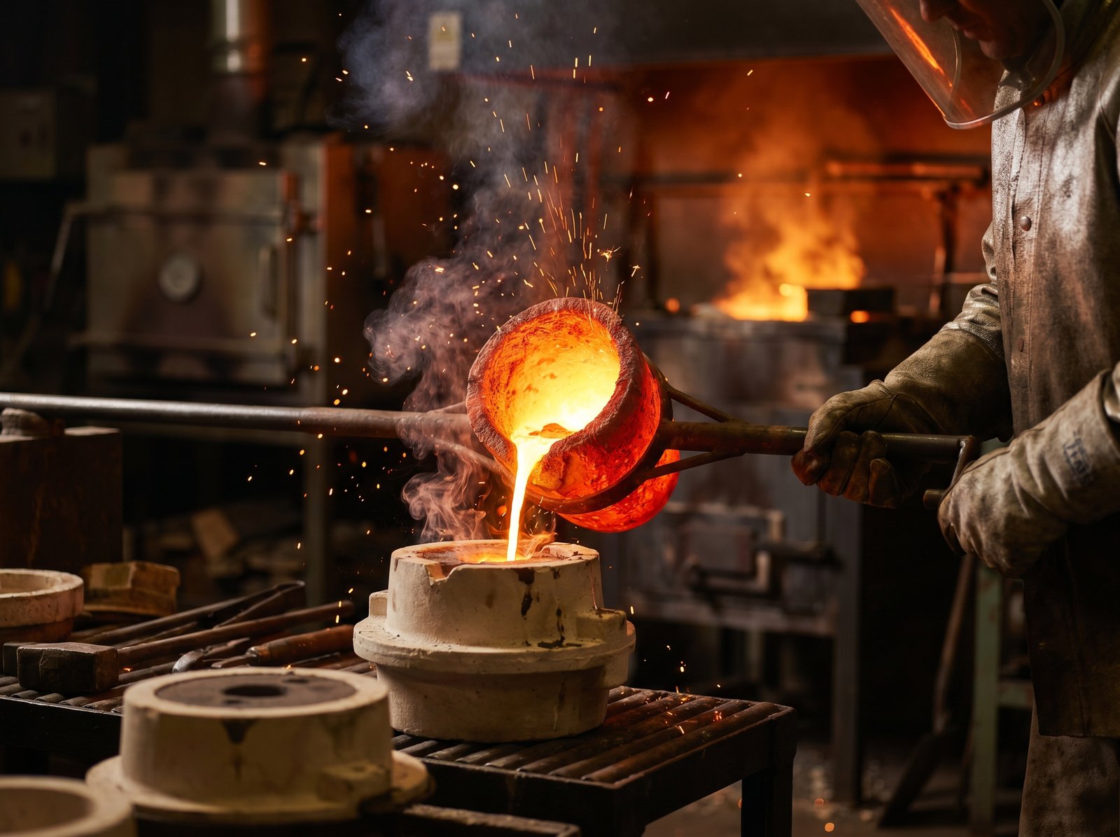 Step 6: Lost-wax casting with molten metal