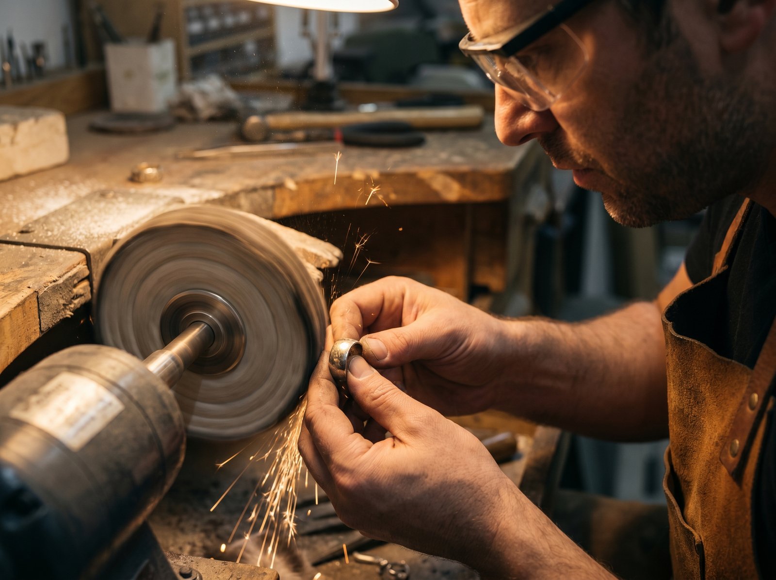 Step 9: Polishing jewelry on the wheel